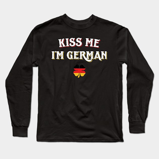 Kiss Me I'm German Funny St Patricks Day Long Sleeve T-Shirt by trendingoriginals